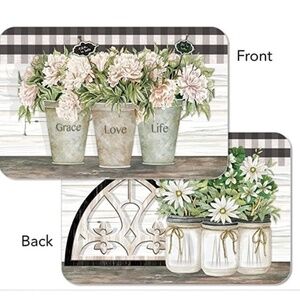 CounterArt Vintage Farmhouse Placemats Reversible Rectangular Placemat S…